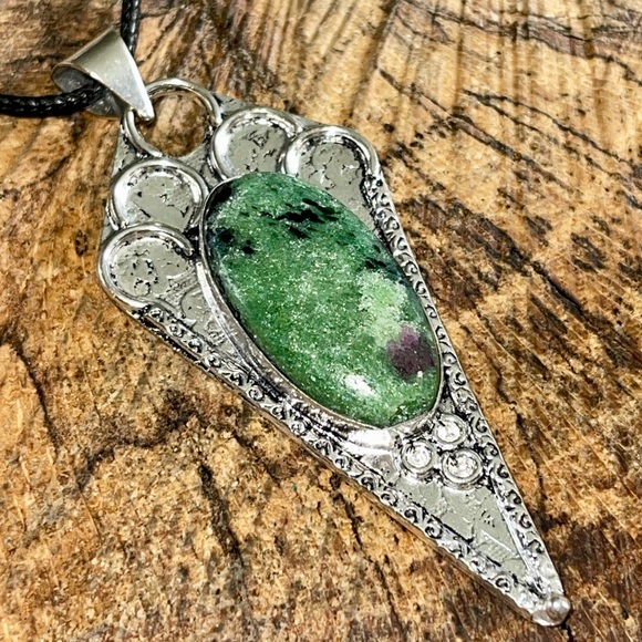 Ruby Zoisite Pendant 2 1/4” - Picture 3 of 8